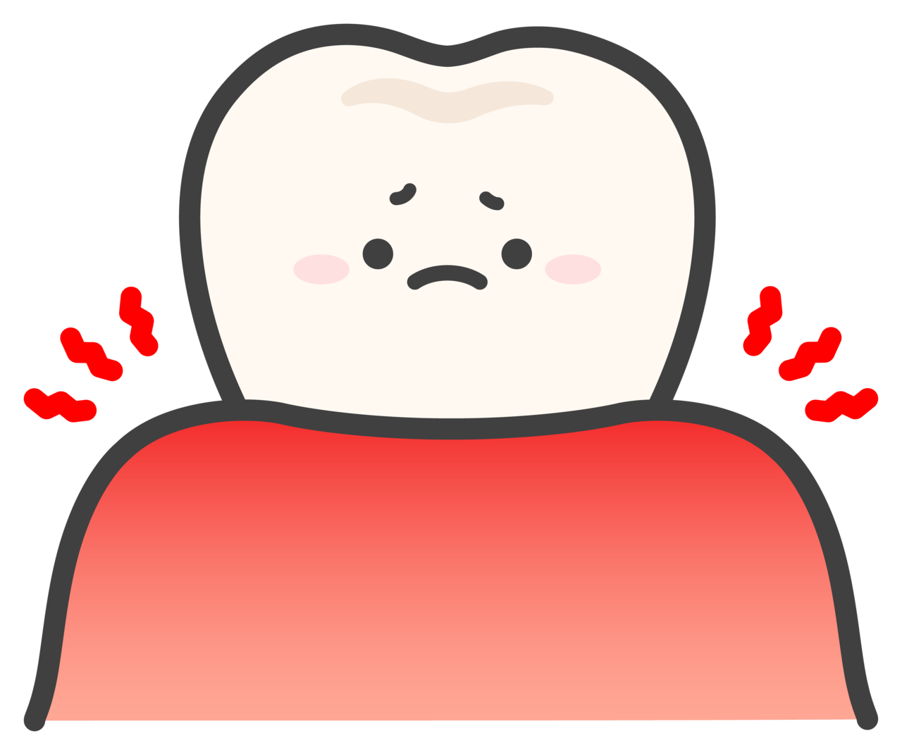 歯茎が下がって困っている表情の歯